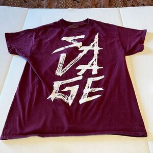 Popular Poison Savage burgundy crimson‎ & white men's large L t-shirt shirt tee